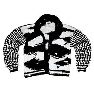 Tach Clothing Knit Cardigan Size M Black White Handmade Oversized